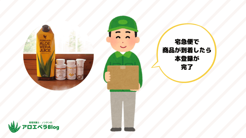 商品が宅急便で到着したら本登録が完了